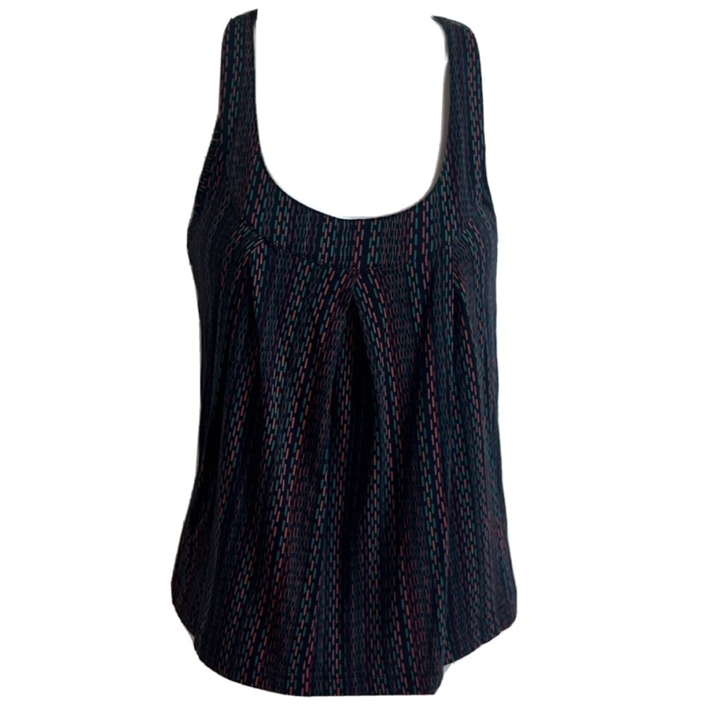 Sparkle + Fade scoop neck racerback color stripe tank top black orange green